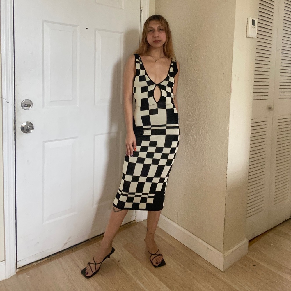 Paloma Wool check color block open back dress